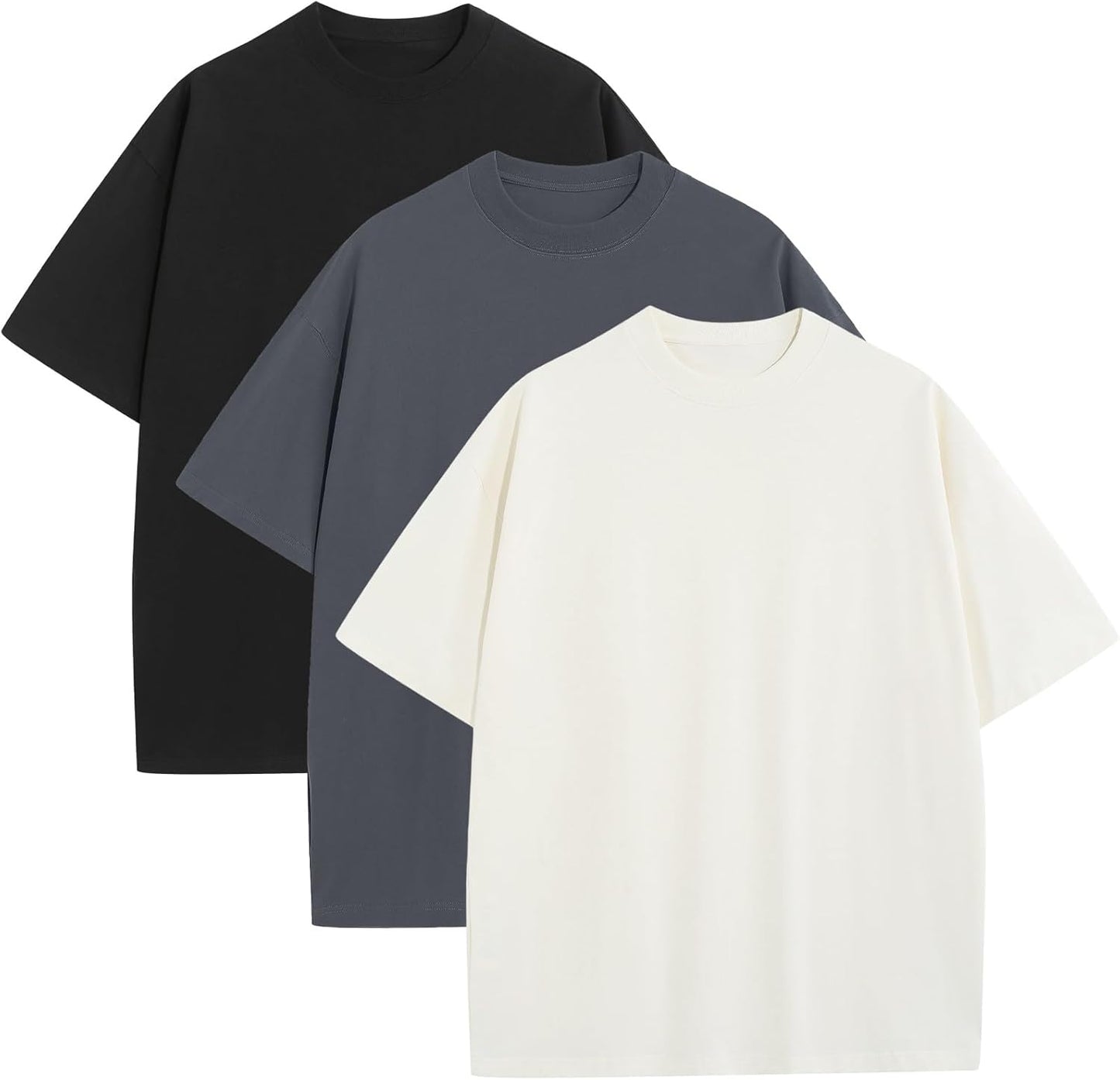Mens Oversized T-Shirts Fashion Loose Fit Crewneck Tshirt Streetwear Heavyweight Short Sleeve Tee Shirt Gym Workout Tops