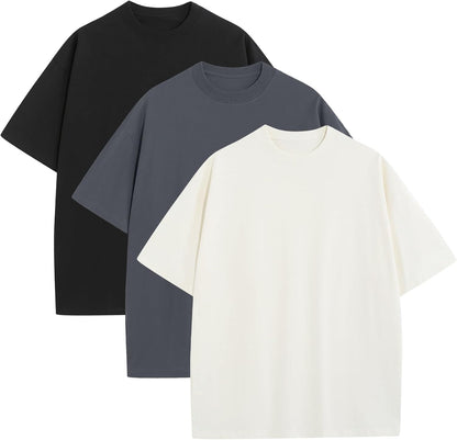 Mens Oversized T-Shirts Fashion Loose Fit Crewneck Tshirt Streetwear Heavyweight Short Sleeve Tee Shirt Gym Workout Tops