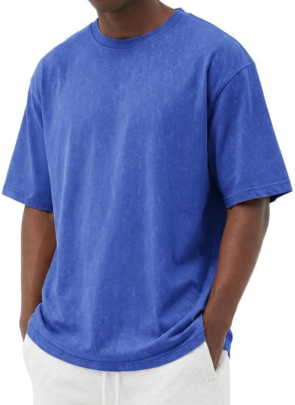 COOFANDY Men's Cotton T-Shirts Oversized Shirt Short Sleeves Streetwear Loose Fit Summer Tee Tops Washed Basic Unisex Shirts