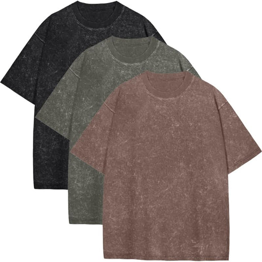 rosemia Oversized Tshirts for Men Vintage Short Sleeve Shirts Acid Wash Basic Tees