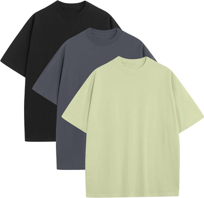 Mens Oversized T-Shirts Fashion Loose Fit Crewneck Tshirt Streetwear Heavyweight Short Sleeve Tee Shirt Gym Workout Tops