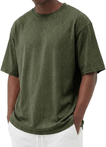 COOFANDY Men's Cotton T-Shirts Oversized Shirt Short Sleeves Streetwear Loose Fit Summer Tee Tops Washed Basic Unisex Shirts