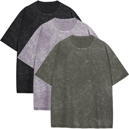 Oversized Tshirts for Men Short Sleeve Vintage Washed Basic Loose Tees