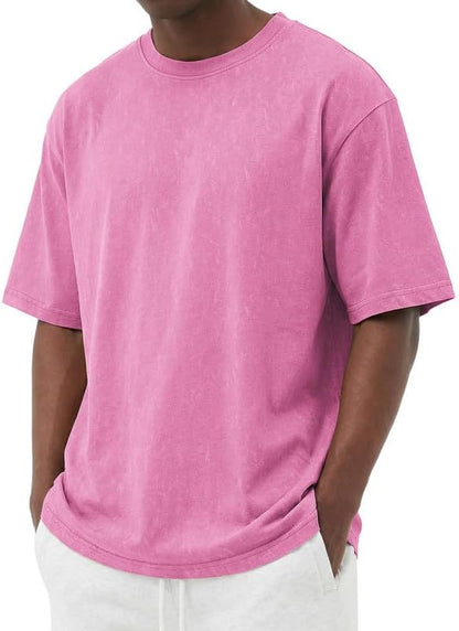 COOFANDY Men's Cotton T-Shirts Oversized Shirt Short Sleeves Streetwear Loose Fit Summer Tee Tops Washed Basic Unisex Shirts