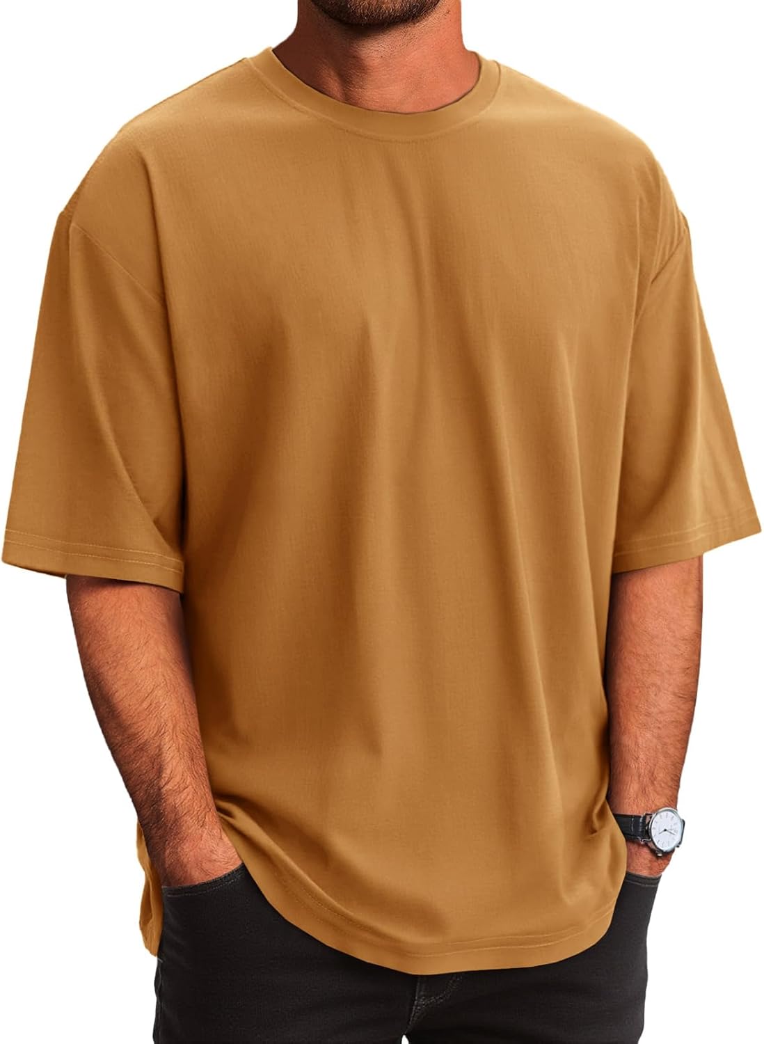 Runcati Mens Casual T-Shirts Short Sleeve Lightweight Oversized Summer Cotton Tee Beach Crew Neck Tops