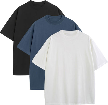 Mens Oversized T-Shirts Fashion Loose Fit Crewneck Tshirt Streetwear Heavyweight Short Sleeve Tee Shirt Gym Workout Tops