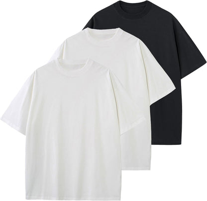 Mens Oversized T-Shirts Fashion Loose Fit Crewneck Tshirt Streetwear Heavyweight Short Sleeve Tee Shirt Gym Workout Tops