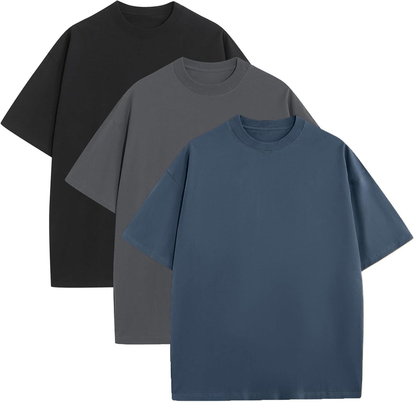Mens Oversized T-Shirts Fashion Loose Fit Crewneck Tshirt Streetwear Heavyweight Short Sleeve Tee Shirt Gym Workout Tops