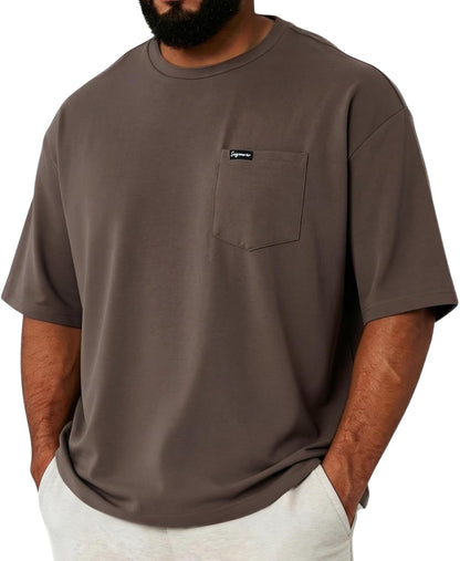 Opomelo Men's Fashion Short Sleeve T-Shirts Oversized Workout Tshirts Loose Fit Crew Neck Casual Tee Shirts with Pocket