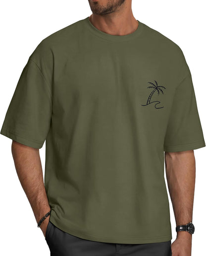 rosemia Oversized Tshirts for Men Crewneck Graphic Tees Basic Short Sleeve Loose Fit Tops
