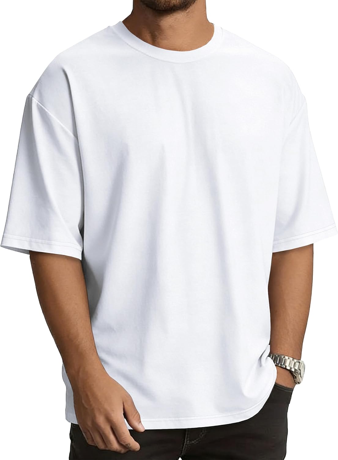 rosemia Oversized Tshirts for Men Crewneck Graphic Tees Basic Short Sleeve Loose Fit Tops