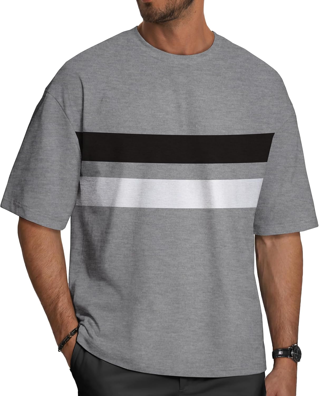 rosemia Oversized Tshirts for Men Crewneck Graphic Tees Basic Short Sleeve Loose Fit Tops