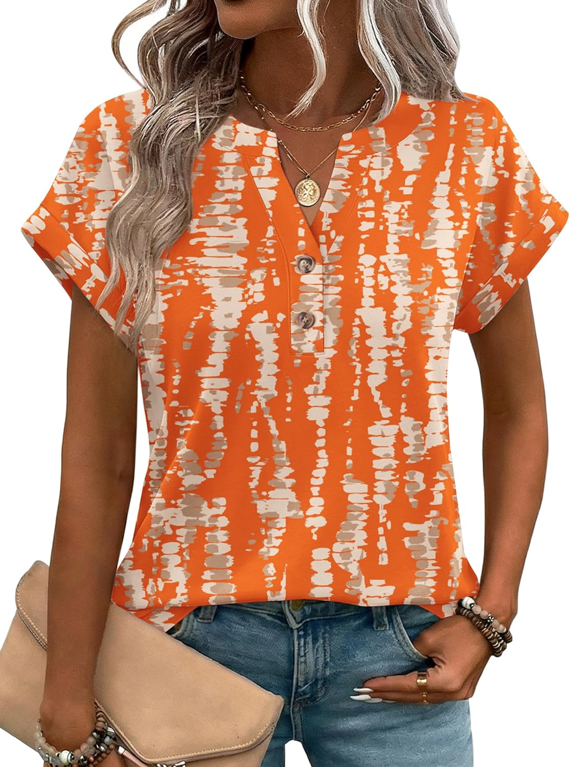 Zeagoo Women Tops Summer Short Sleeve T Shirts V Neck Dressy Casual Work Blouses Fashion Boho Clothes S-3XL
